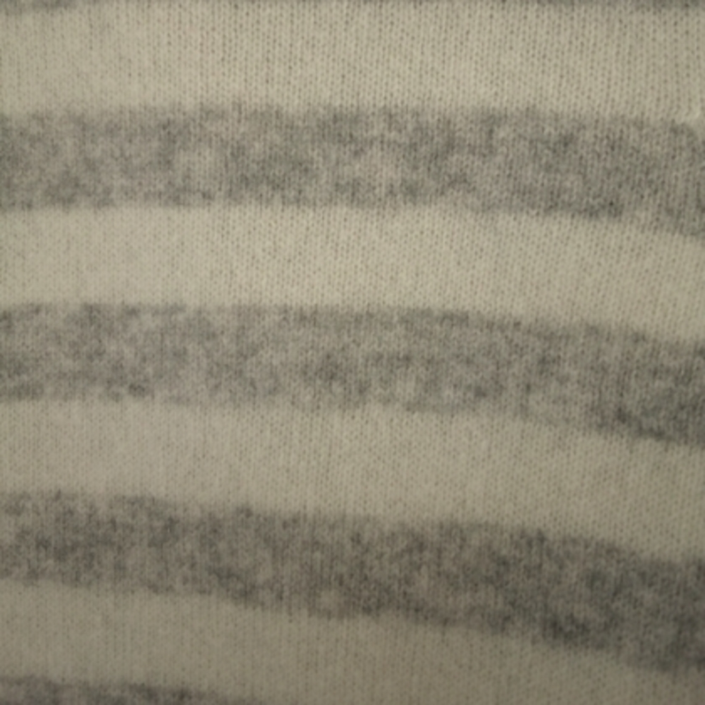 100% Cashmere Gray Ivory Striped Crew Neck Sweater 2 ply C&C California Small - Picture 8 of 8
